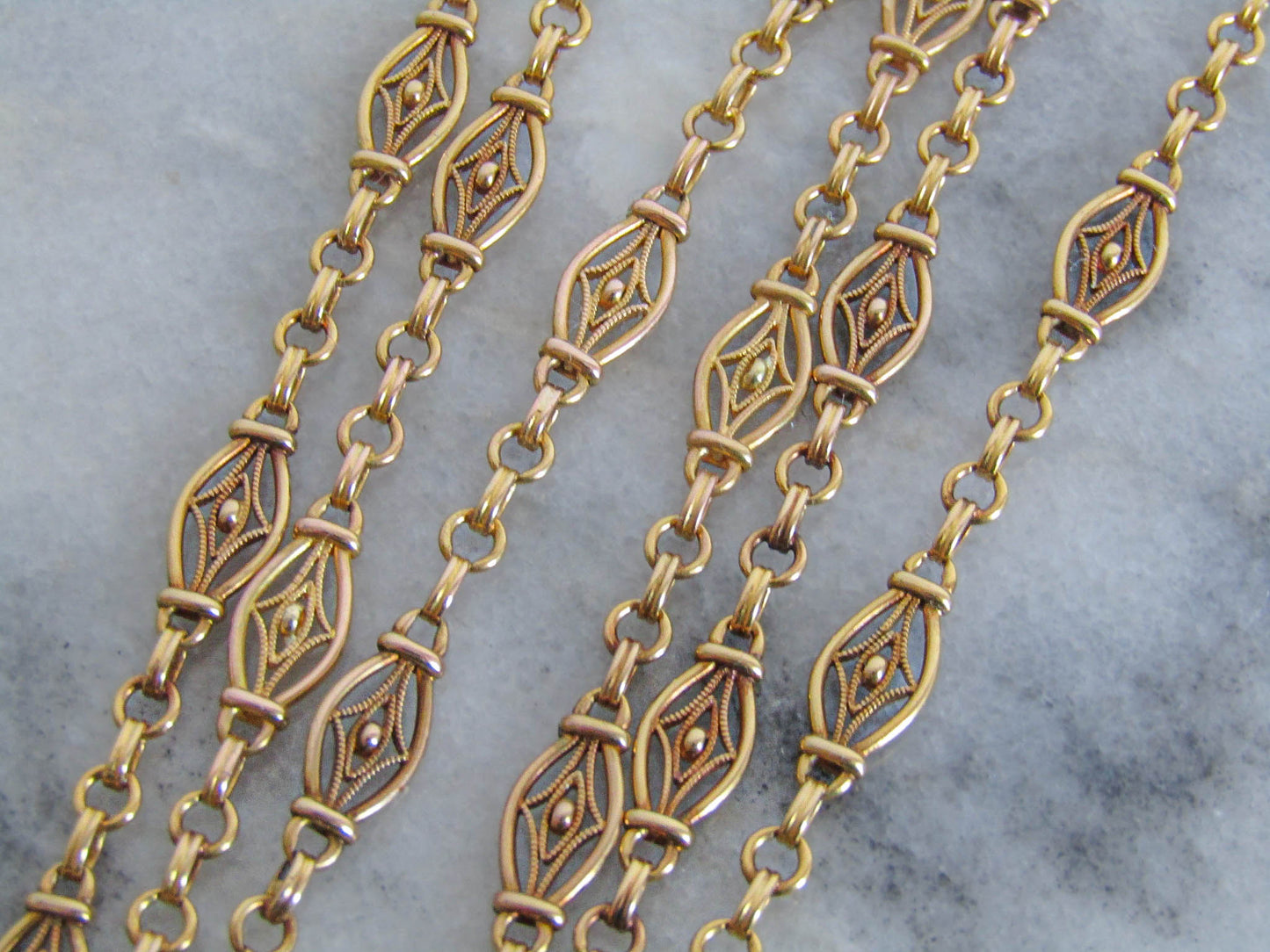 Extra Long 64" Antique French Victorian 18K Solid Gold Long Guard Chain, Antique French Belle Epoque Muff Chain c. 1880 (48 g)