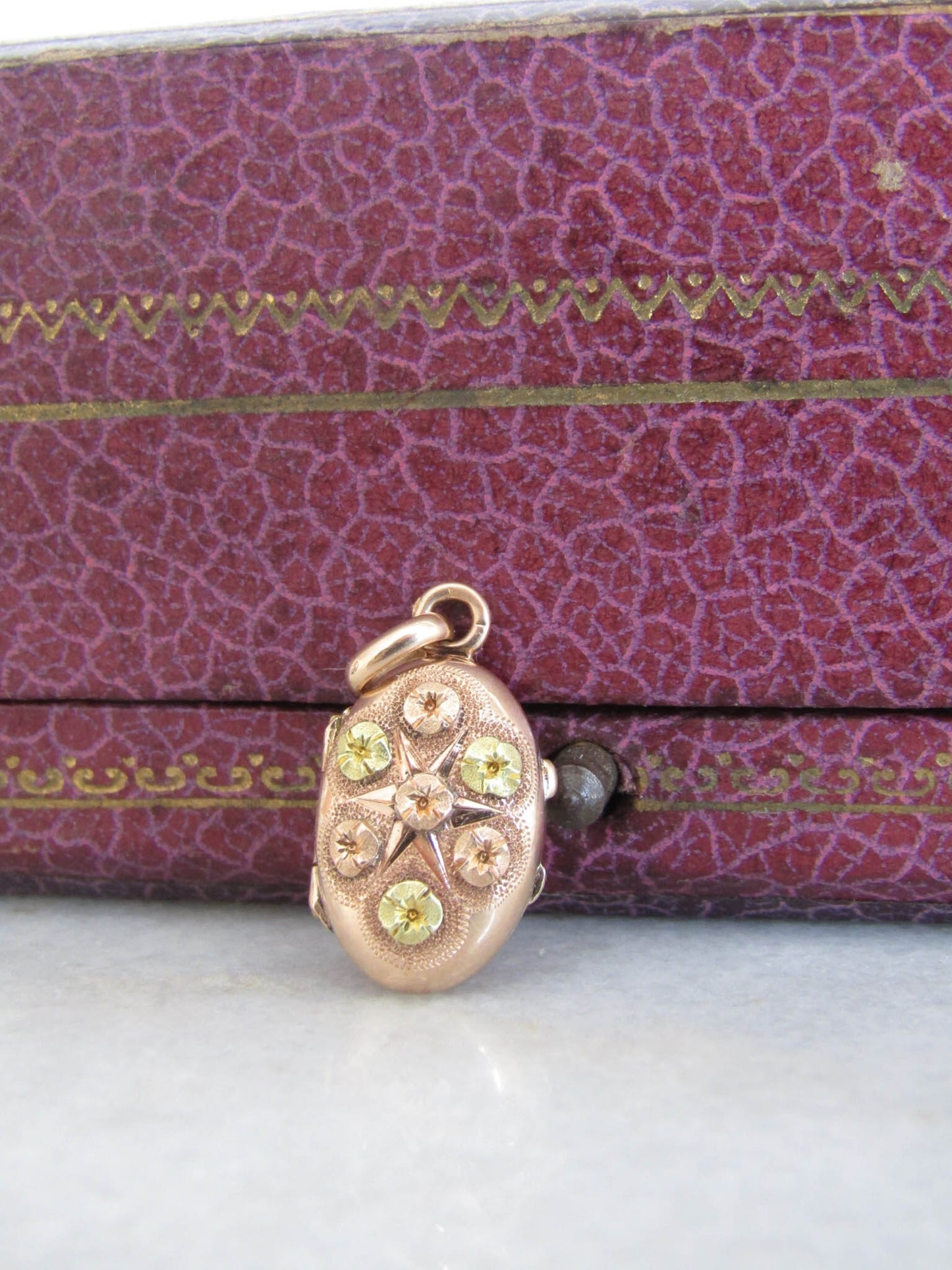 Small 18k Solid Gold Locket Pendant Charm with Hinged Glass partition