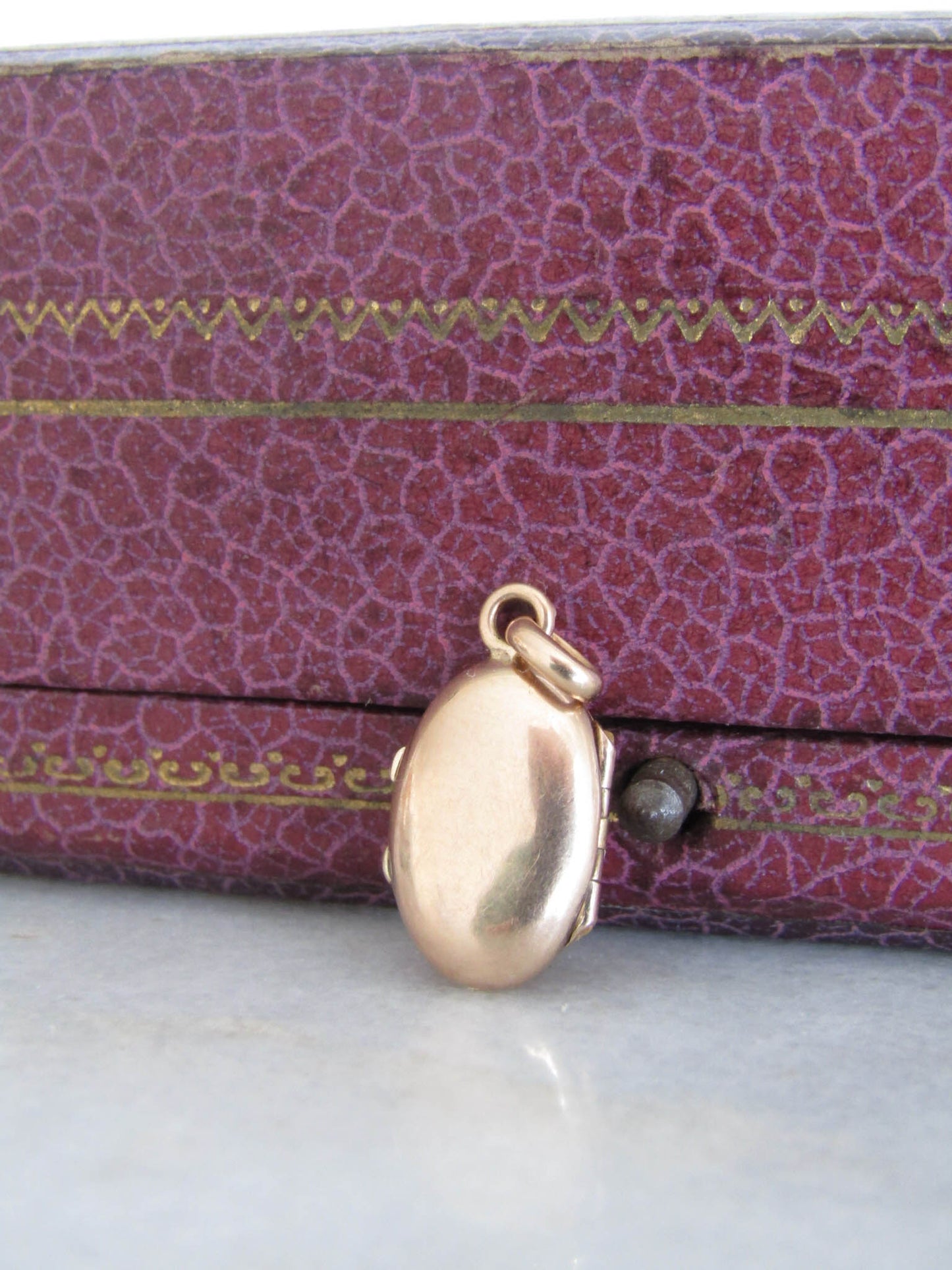 Small 18k Solid Gold Locket Pendant Charm with Hinged Glass partition