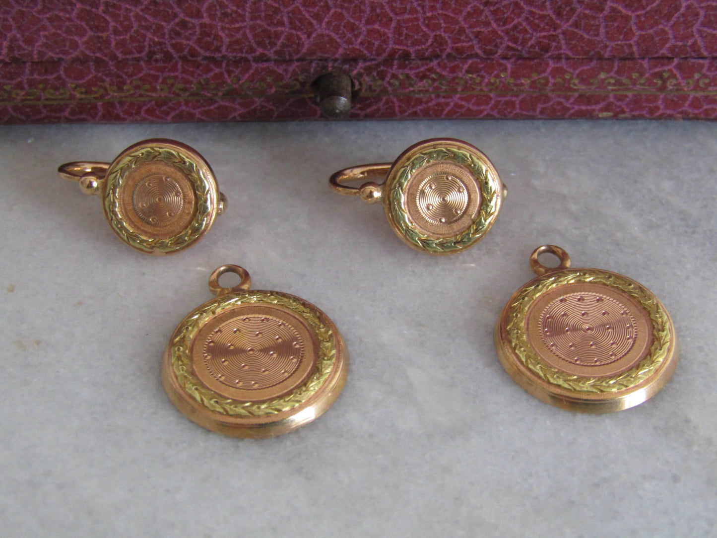 Antique 18K Gold Day and Night Belle Epoque Pendant Earrings