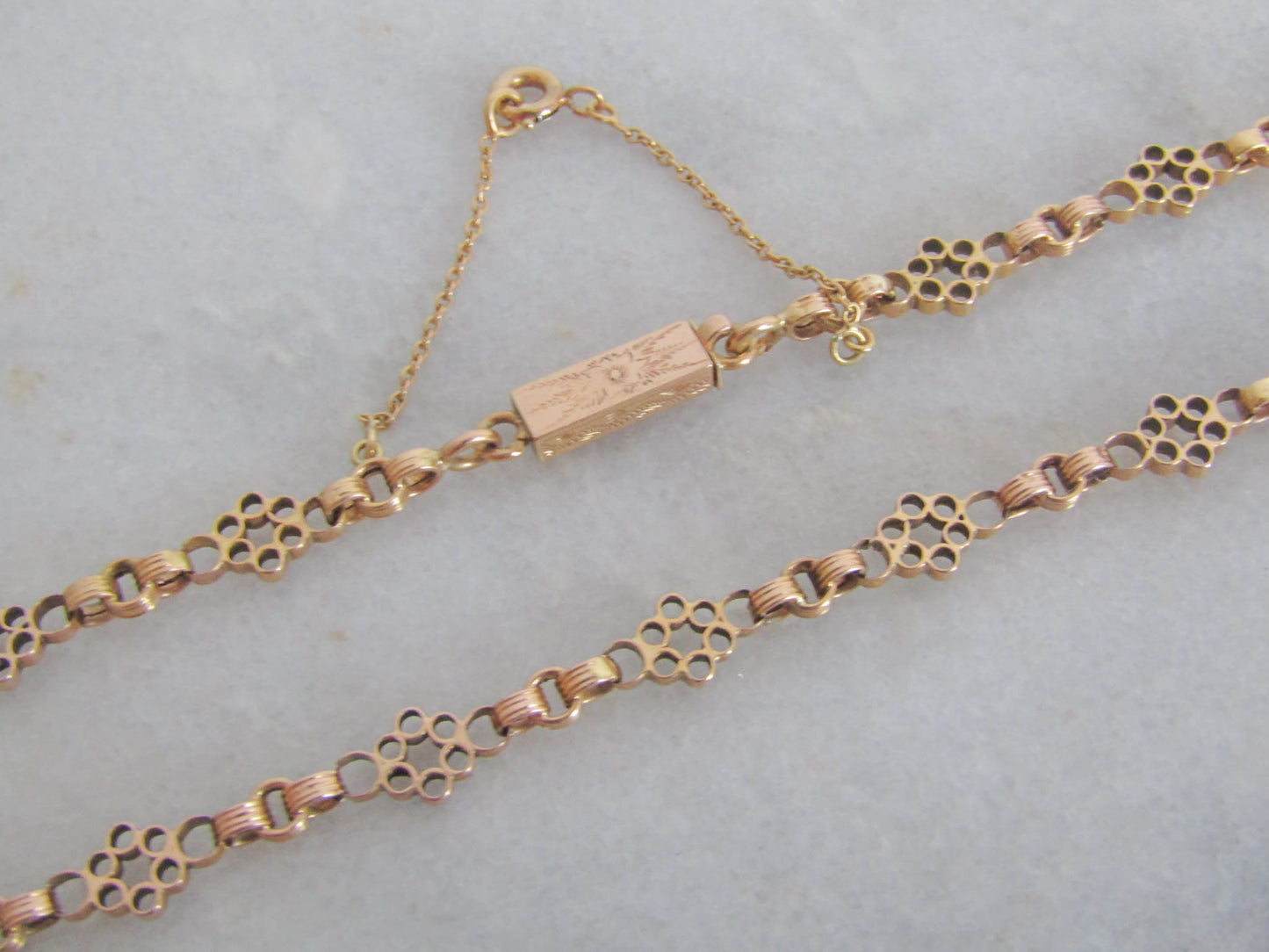 18K Rose Gold Victorian Necklace with Security Chain