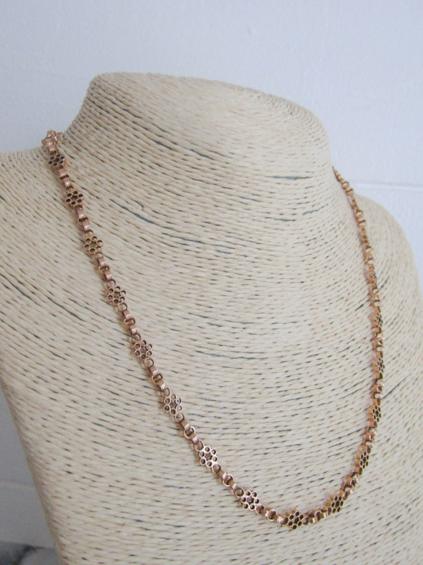 18K Rose Gold Victorian Necklace with Security Chain