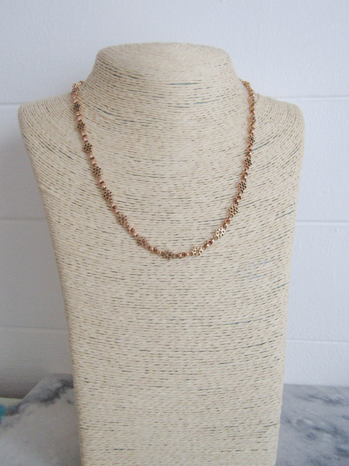 18K Rose Gold Victorian Necklace with Security Chain