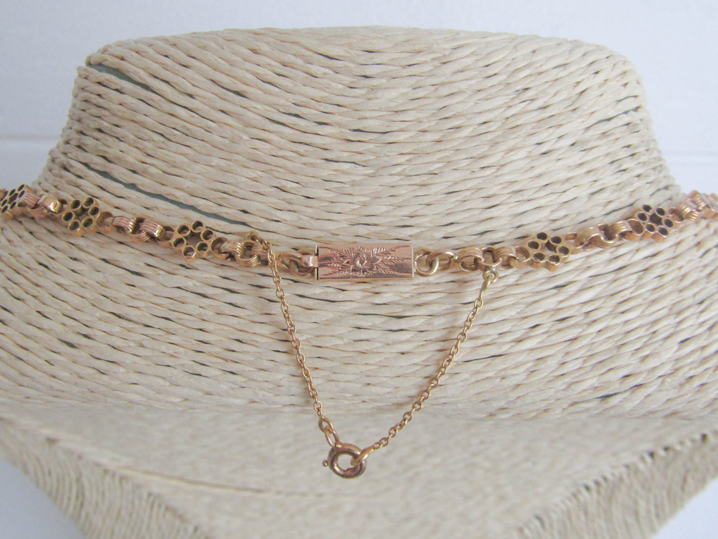 18K Rose Gold Victorian Necklace with Security Chain