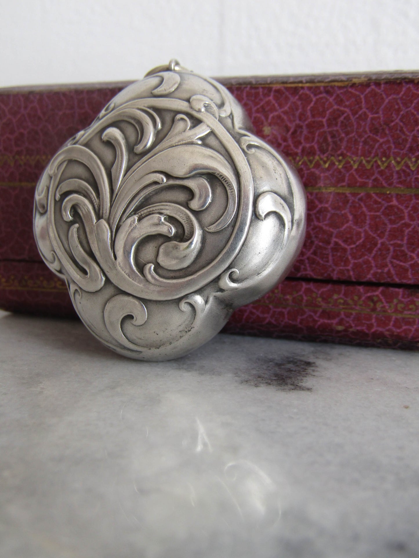 Antique Art Nouveau Quadrilobe Pillbox Powderbox Pendant c. 1900