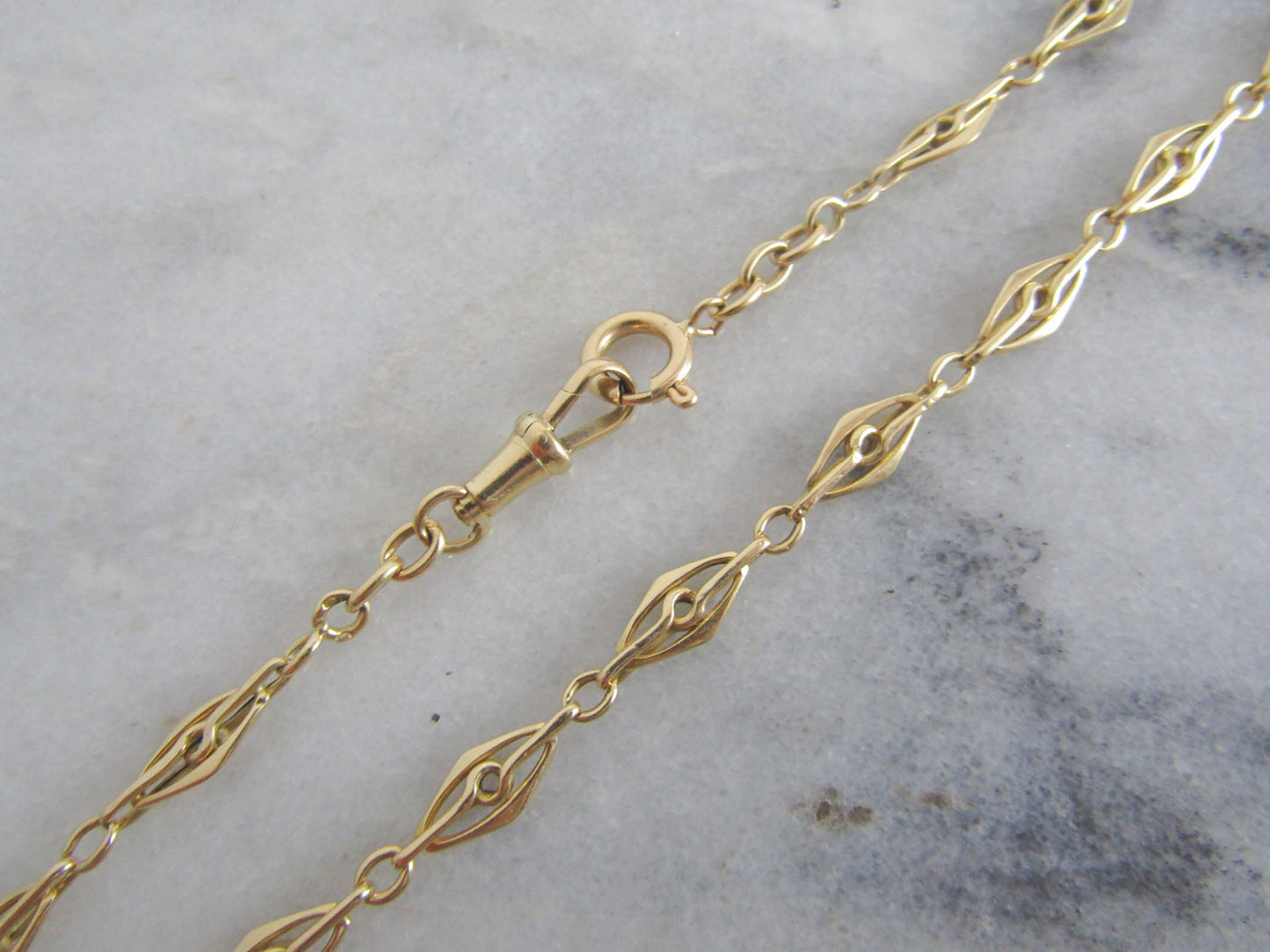 9.87 g Antique French 18k Solid Gold Watch Chain, French Belle Epoque Choker Necklace