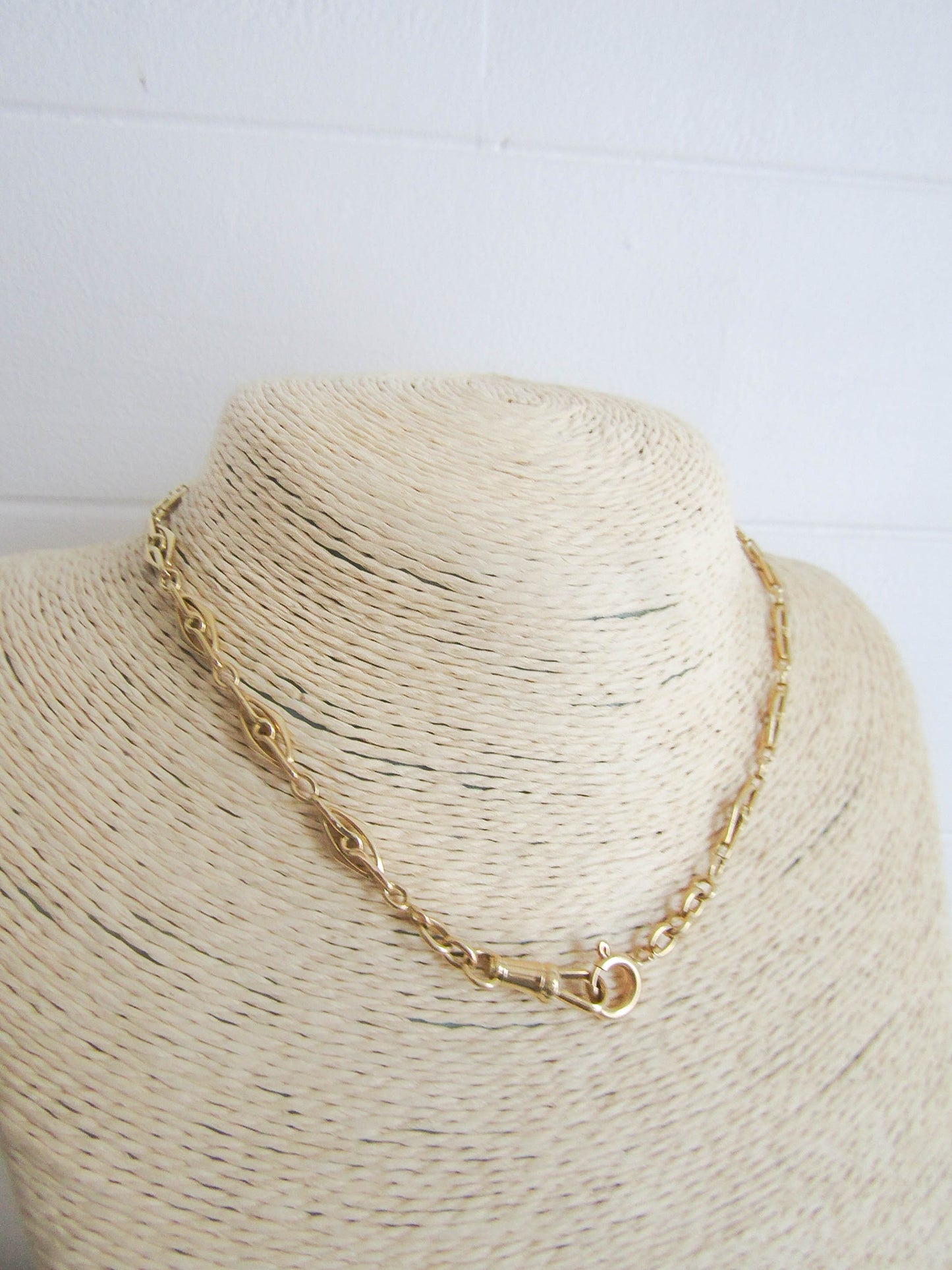 9.87 g Antique French 18k Solid Gold Watch Chain, French Belle Epoque Choker Necklace
