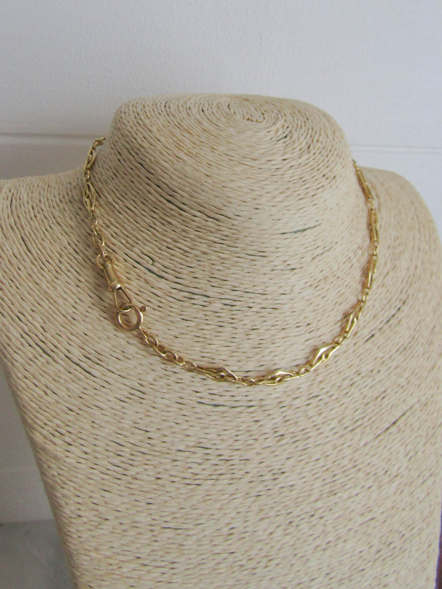 9.87 g Antique French 18k Solid Gold Watch Chain, French Belle Epoque Choker Necklace