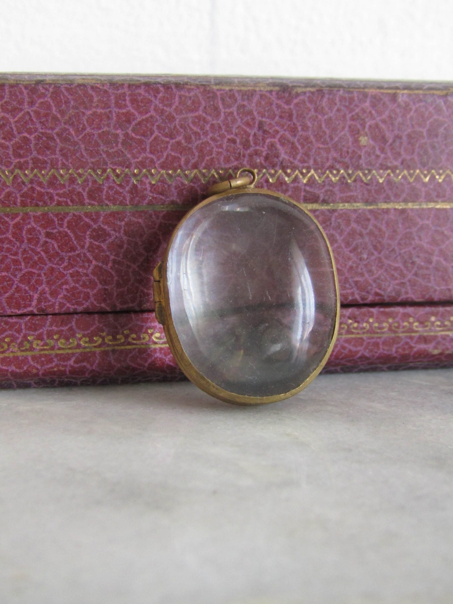 Antique Brass and Glass Shaker Locket, Victorian Large Sentimental Locket