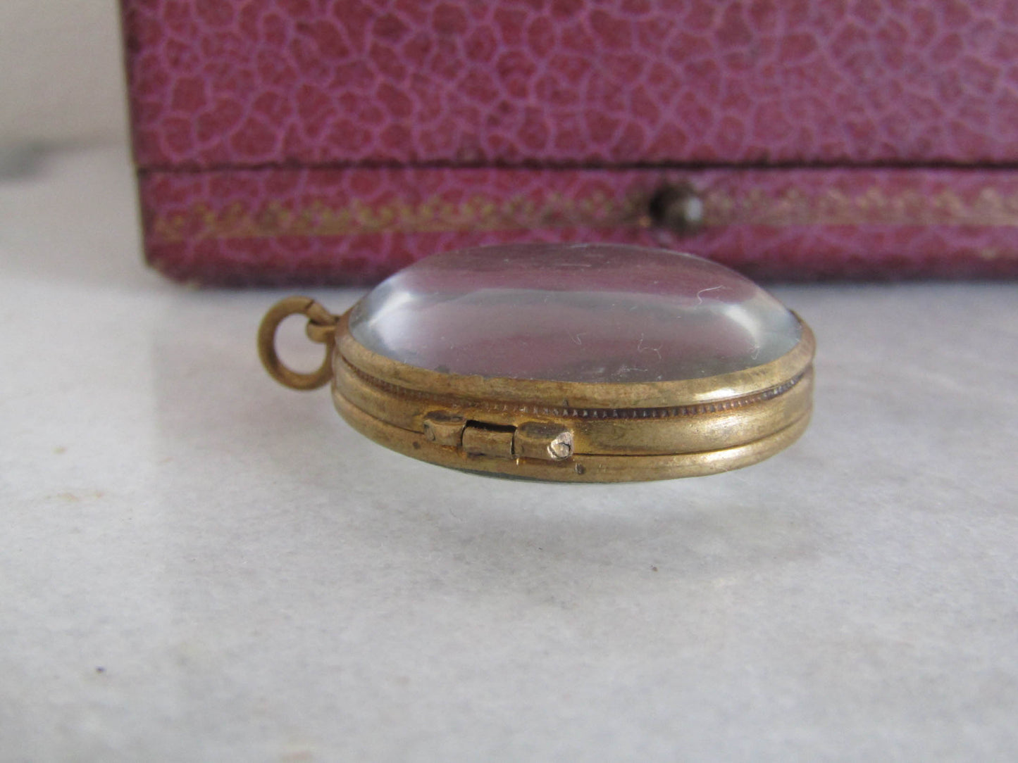 Antique Brass and Glass Shaker Locket, Victorian Large Sentimental Locket