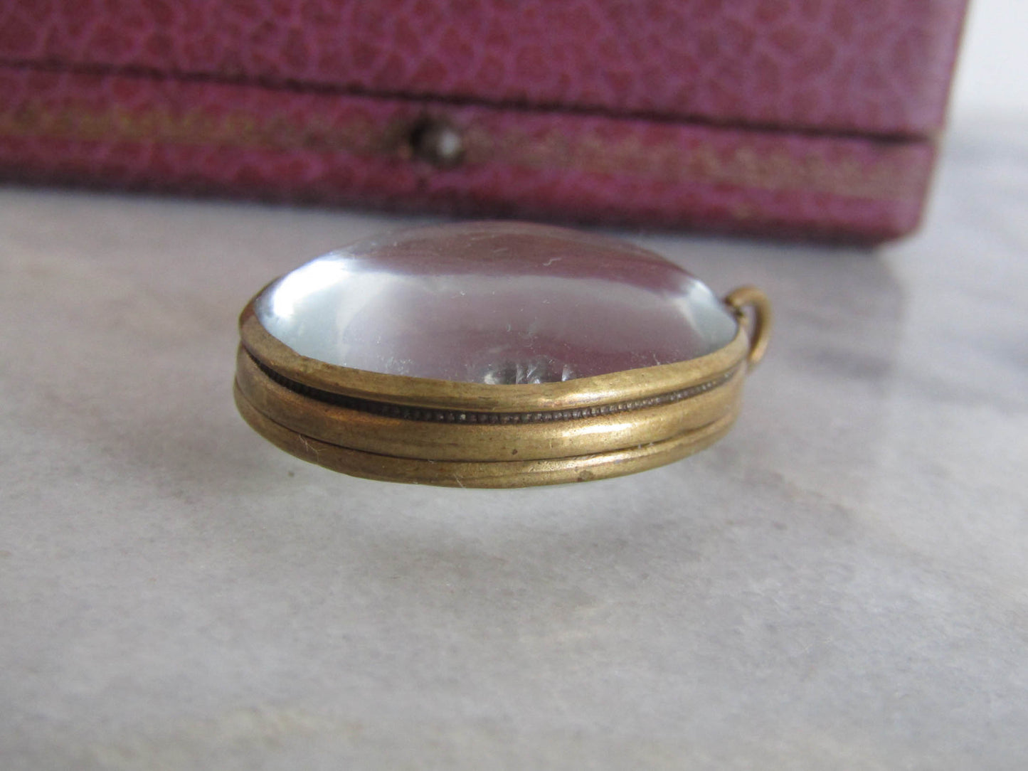 Antique Brass and Glass Shaker Locket, Victorian Large Sentimental Locket