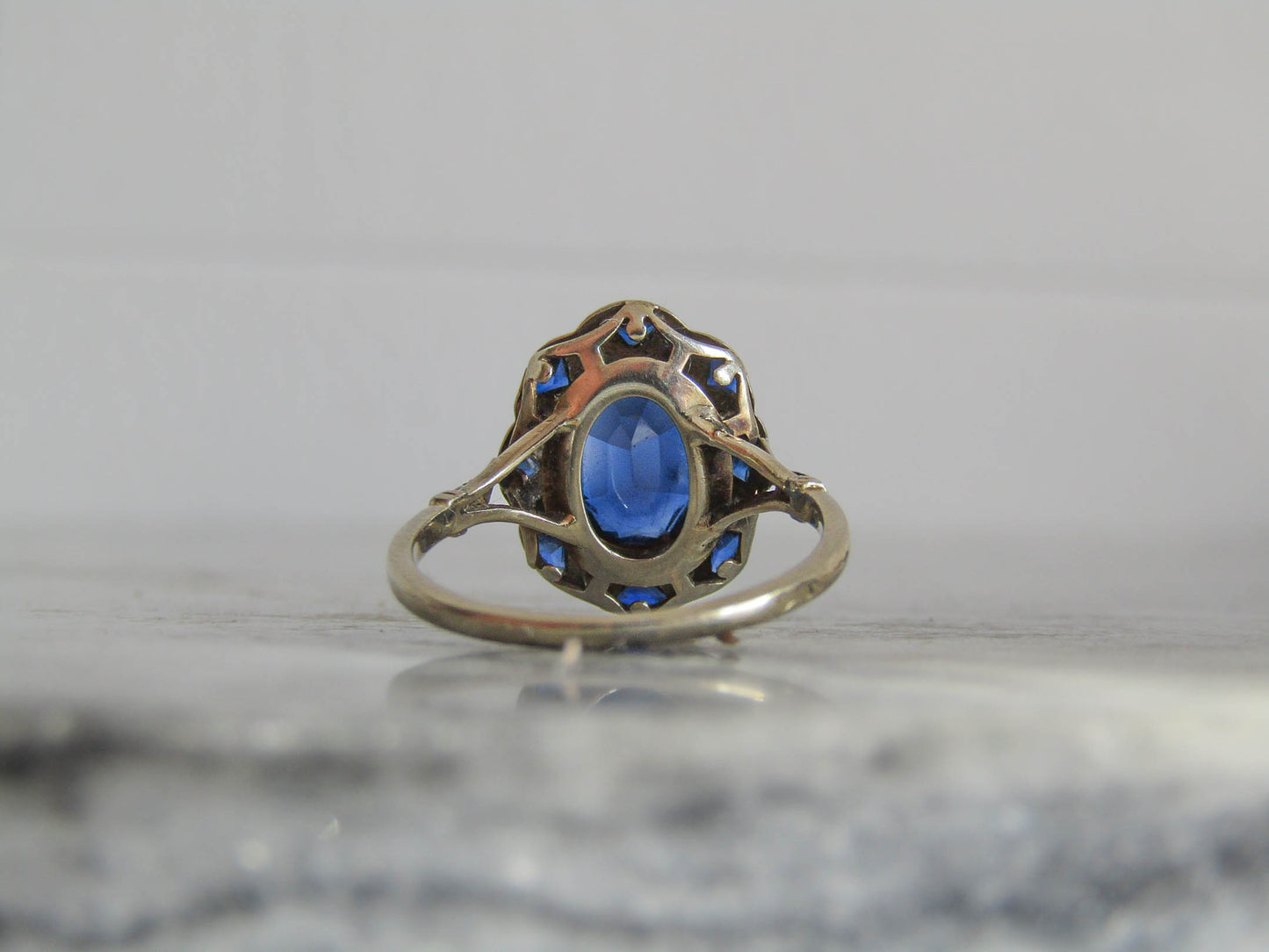 Antique 18K Sapphire and Diamond Art Deco Ring