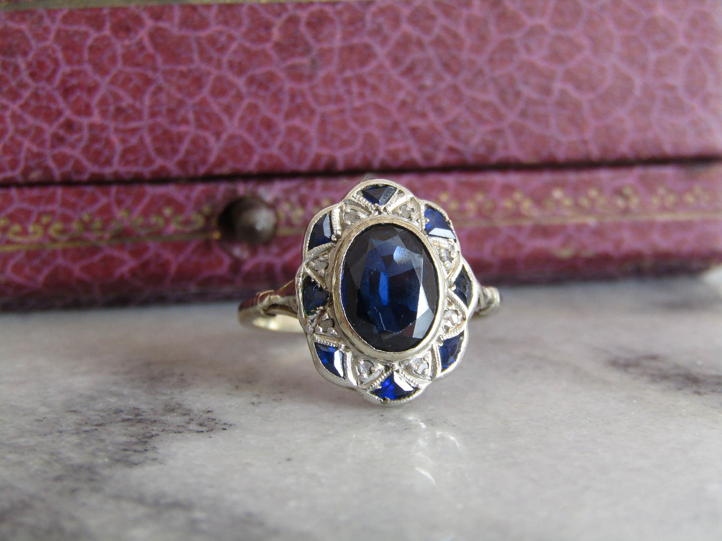 Antique 18K Sapphire and Diamond Art Deco Ring