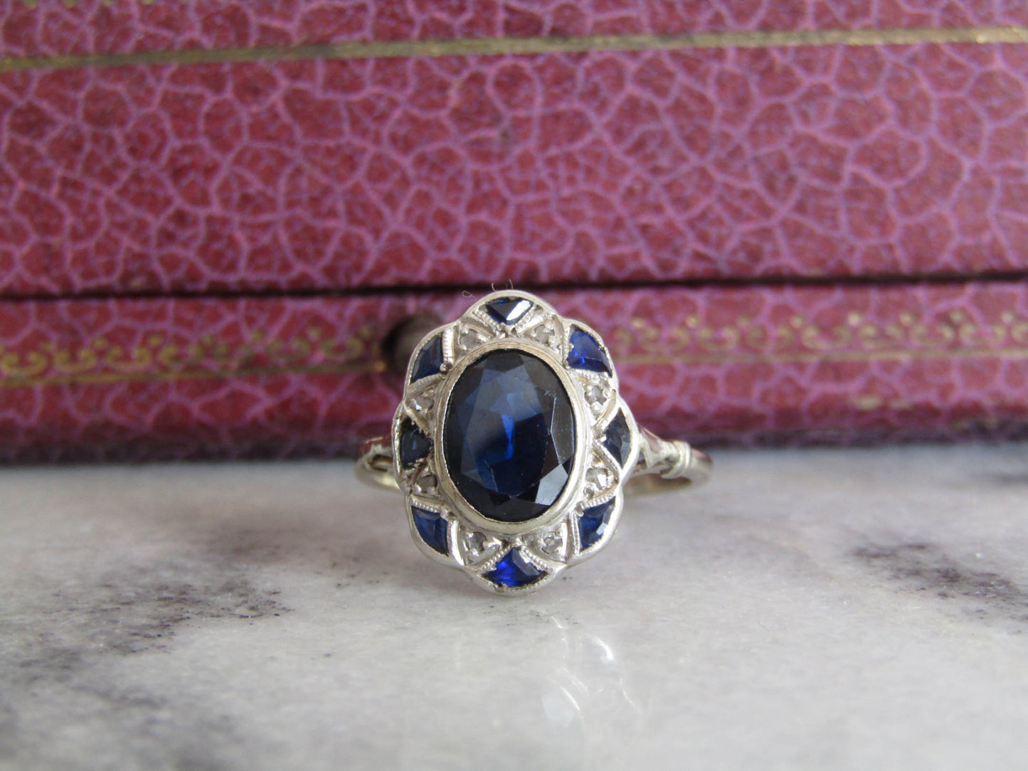 Antique 18K Sapphire and Diamond Art Deco Ring