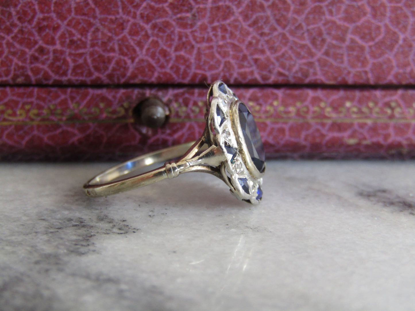 Antique 18K Sapphire and Diamond Art Deco Ring