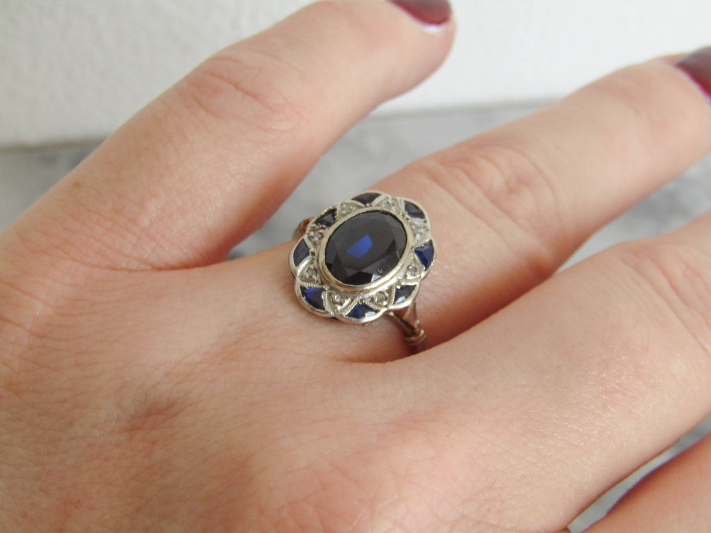 Antique 18K Sapphire and Diamond Art Deco Ring