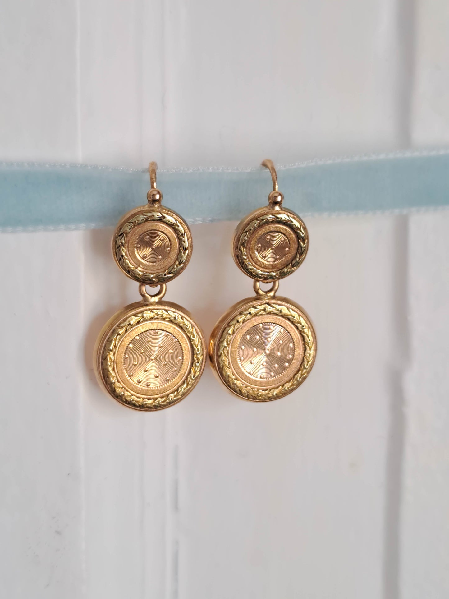 Antique 18K Gold Day and Night Belle Epoque Pendant Earrings