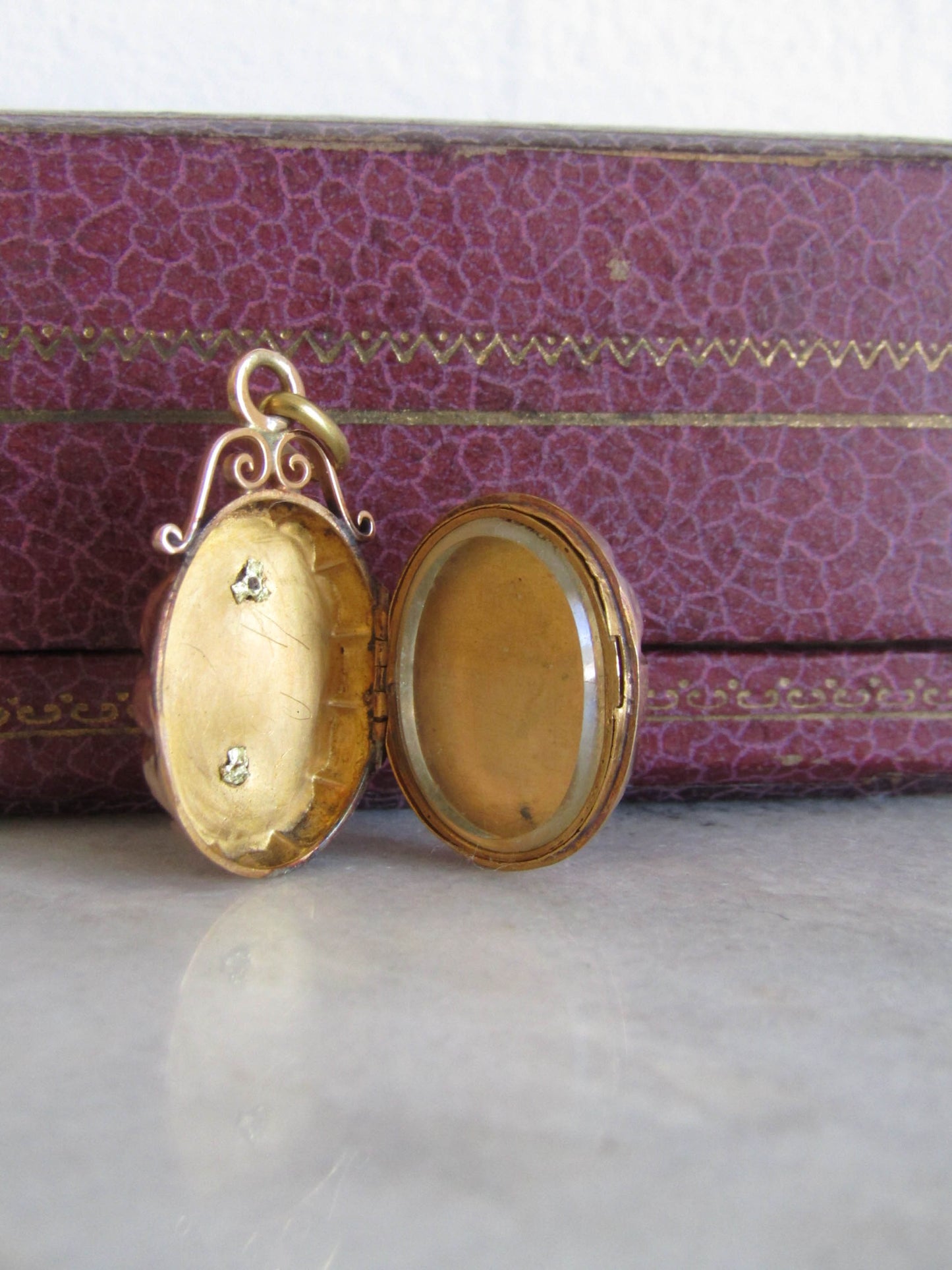 18K Solid Gold Victorian Pave Seed Pearl Locket, Antique French Locket c. 1890