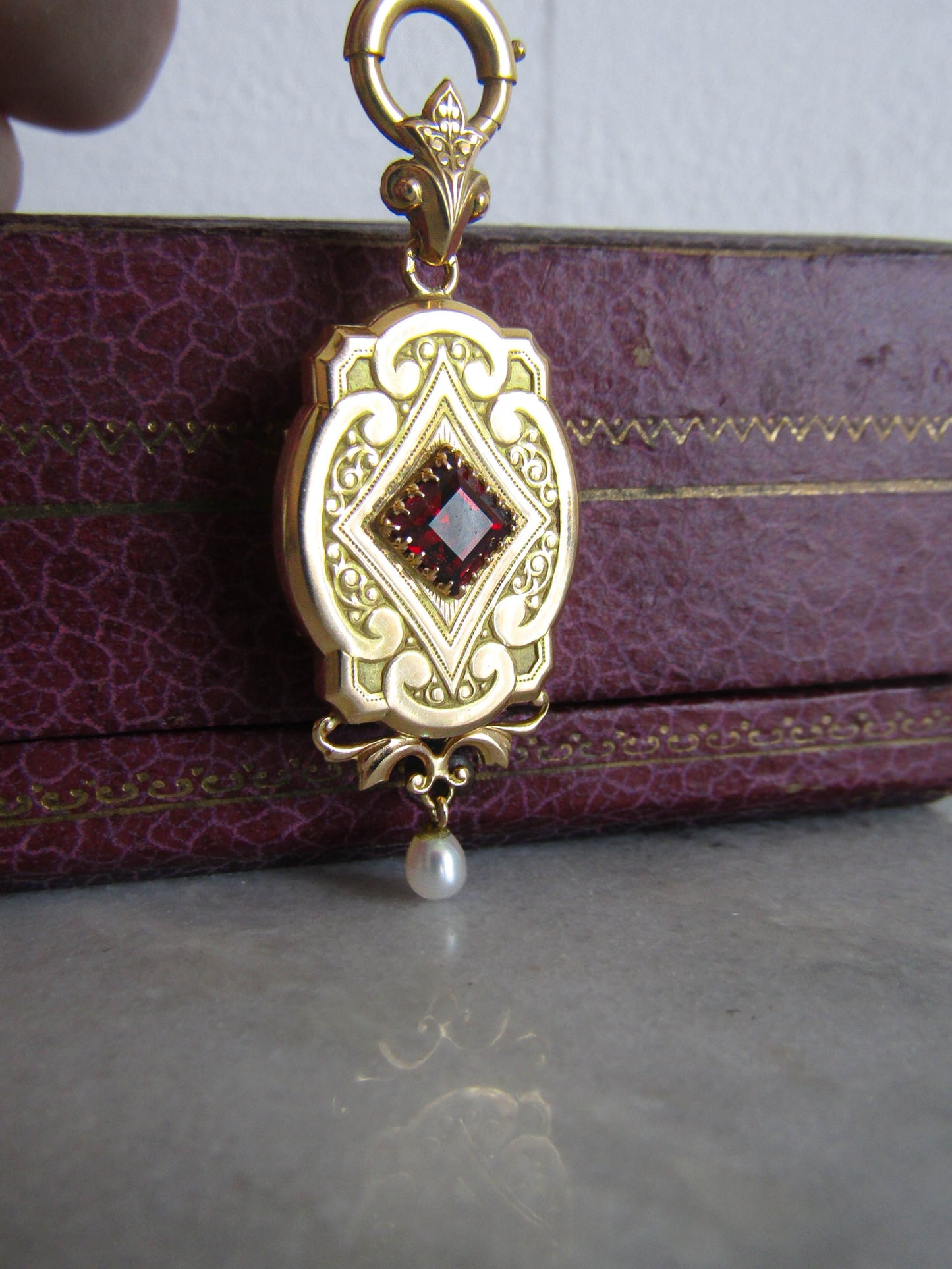 Antique Red Tourmaline Unique Belle Epoque Locket