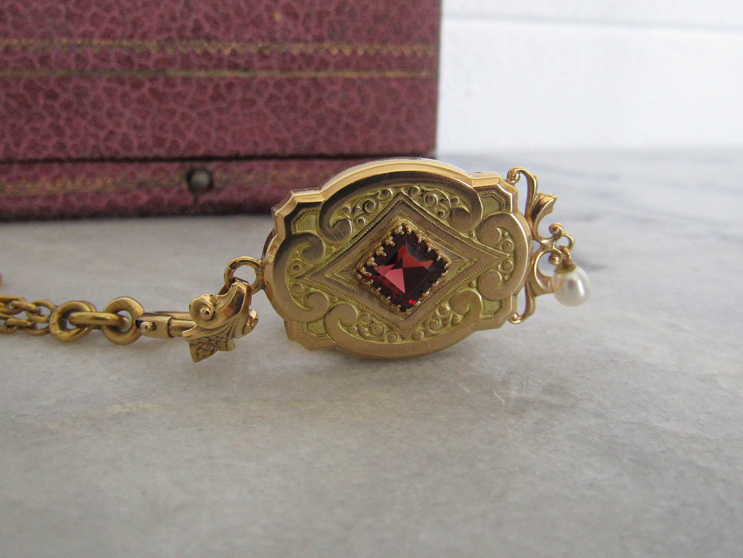 Antique Red Tourmaline Unique Belle Epoque Locket