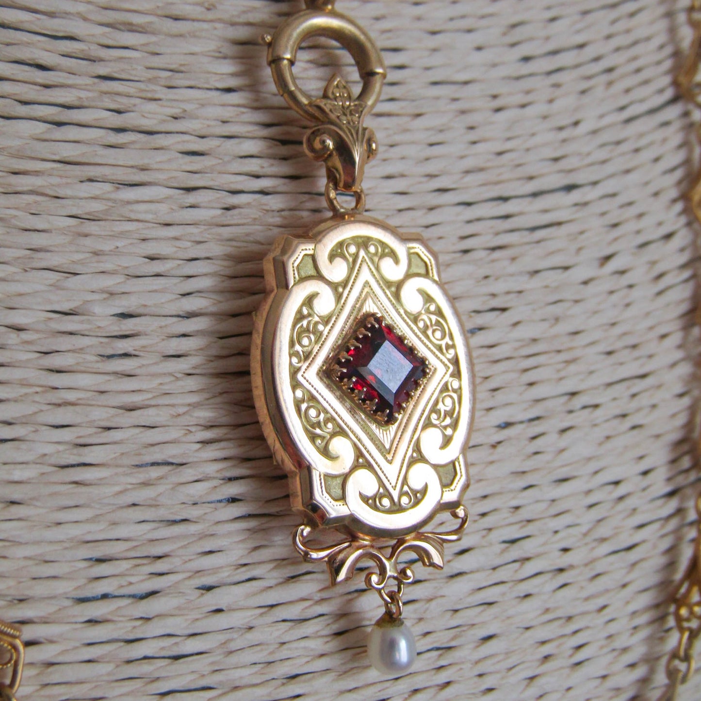 Antique Red Tourmaline Unique Belle Epoque Locket