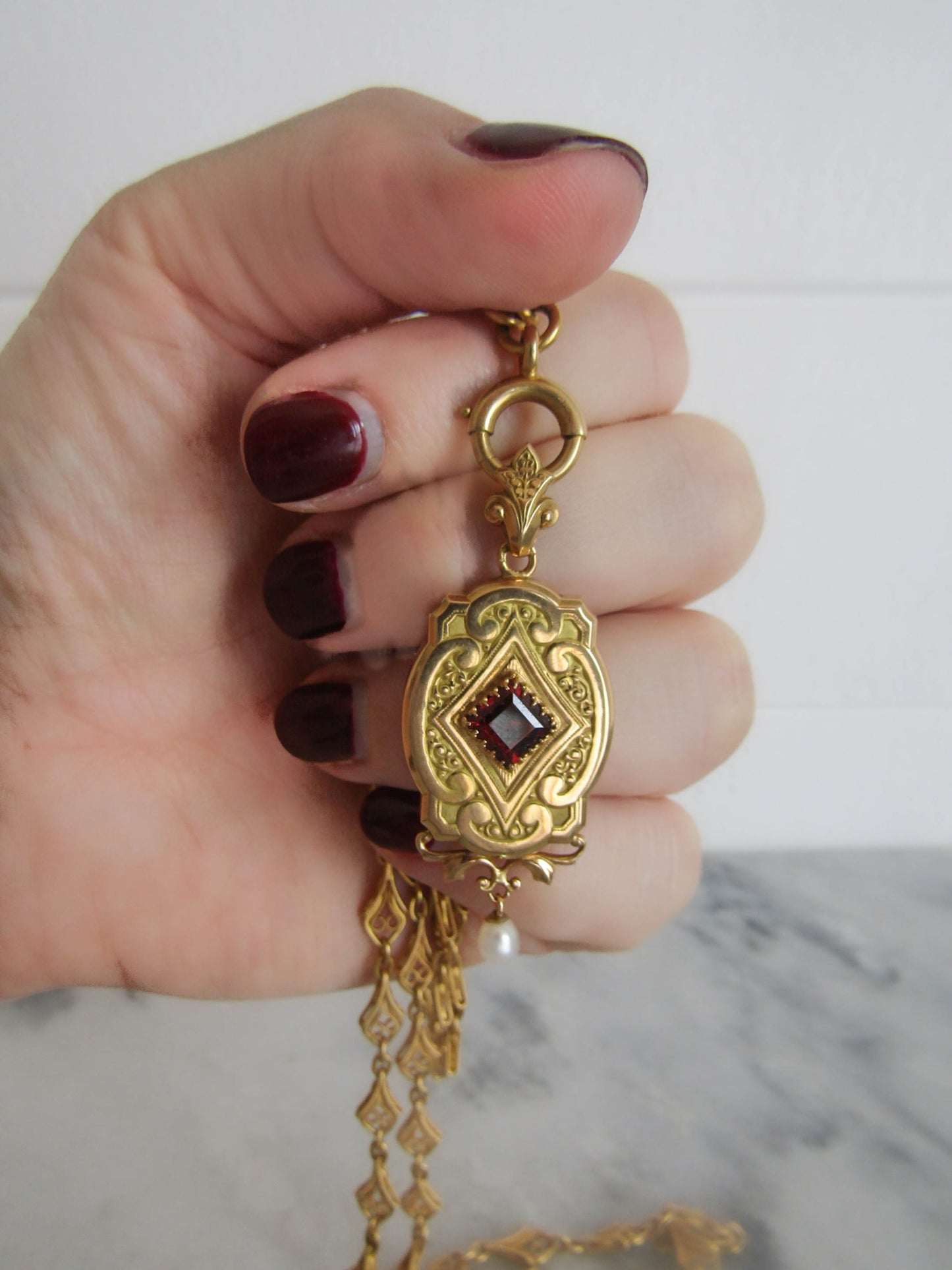 Antique Red Tourmaline Unique Belle Epoque Locket