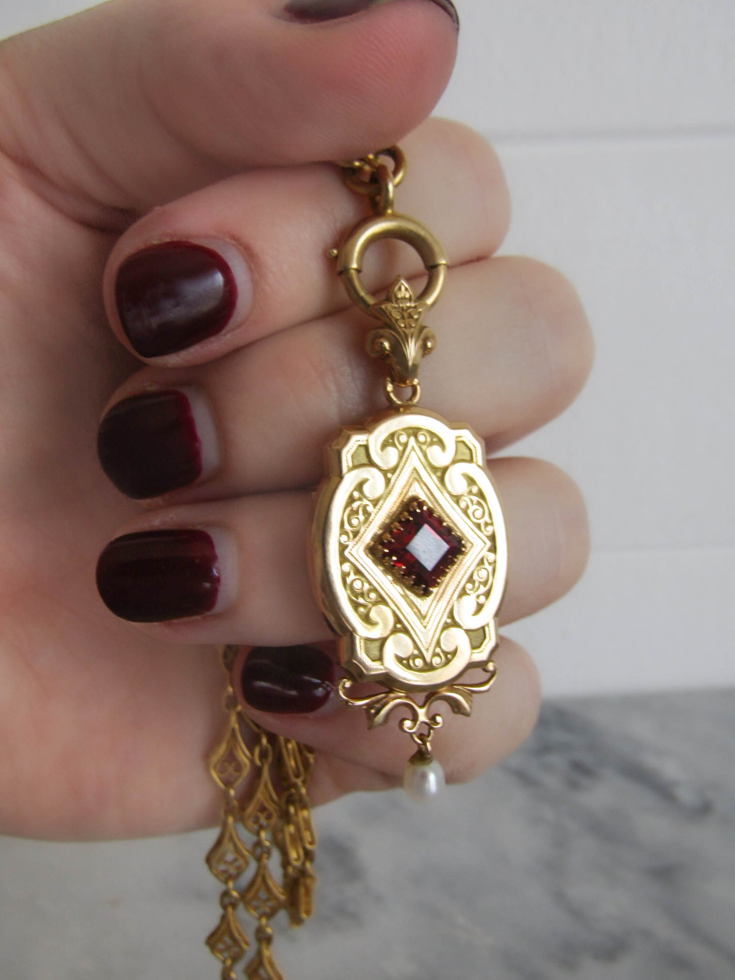 Antique Red Tourmaline Unique Belle Epoque Locket