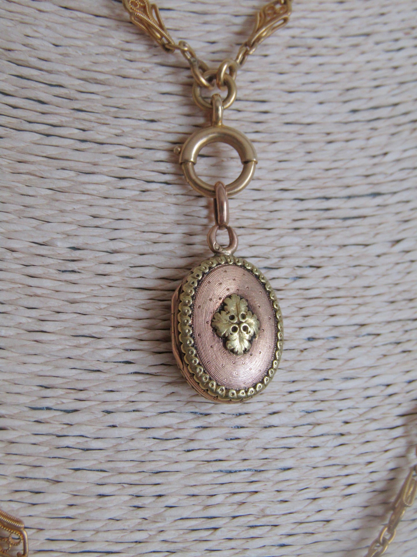 Antique Guilloche Victorian Locket with Removable Glass Insert, XIX Century French Locket