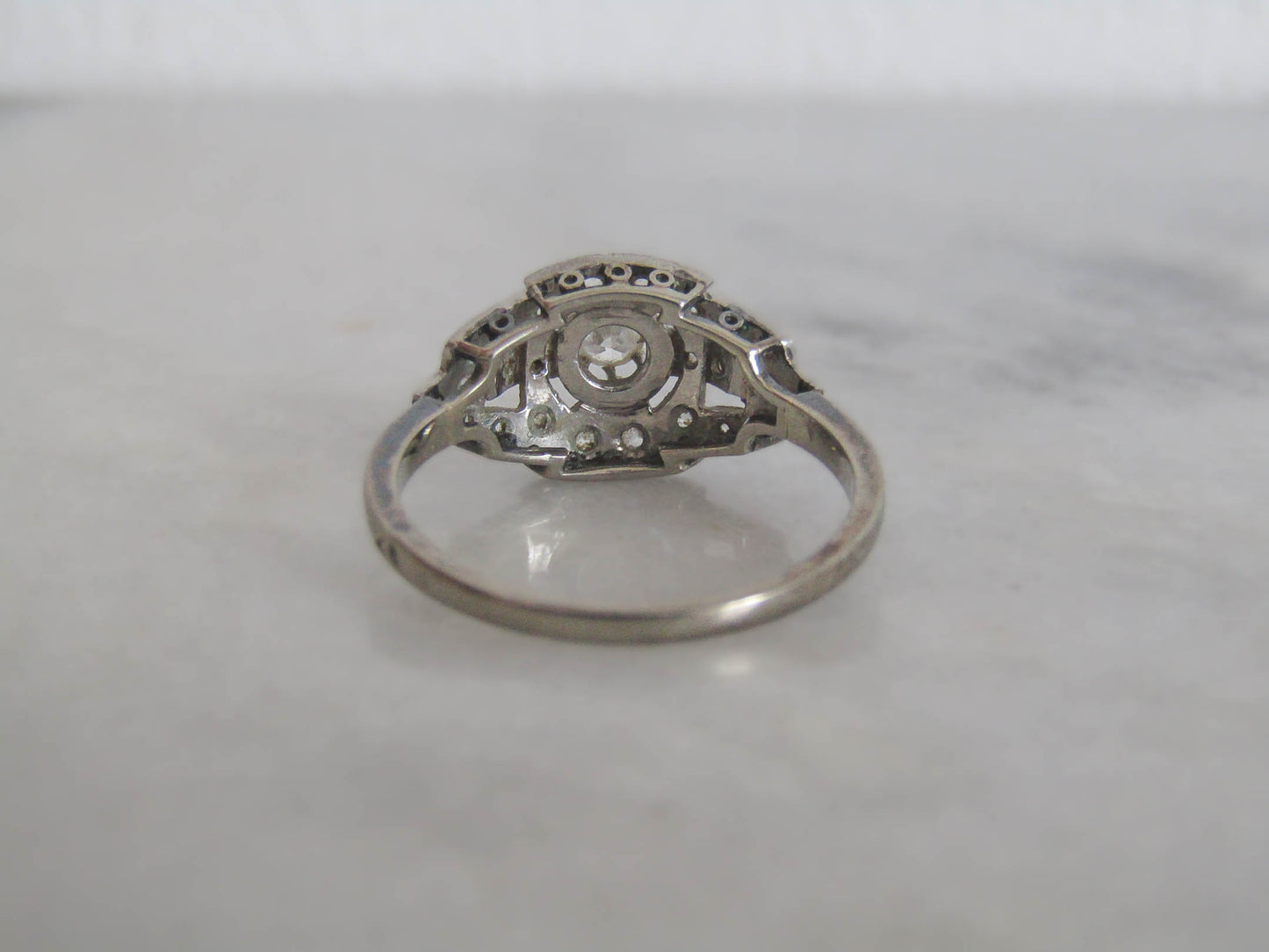 Antique French Art Deco Diamond Engagement Ring c. 1920