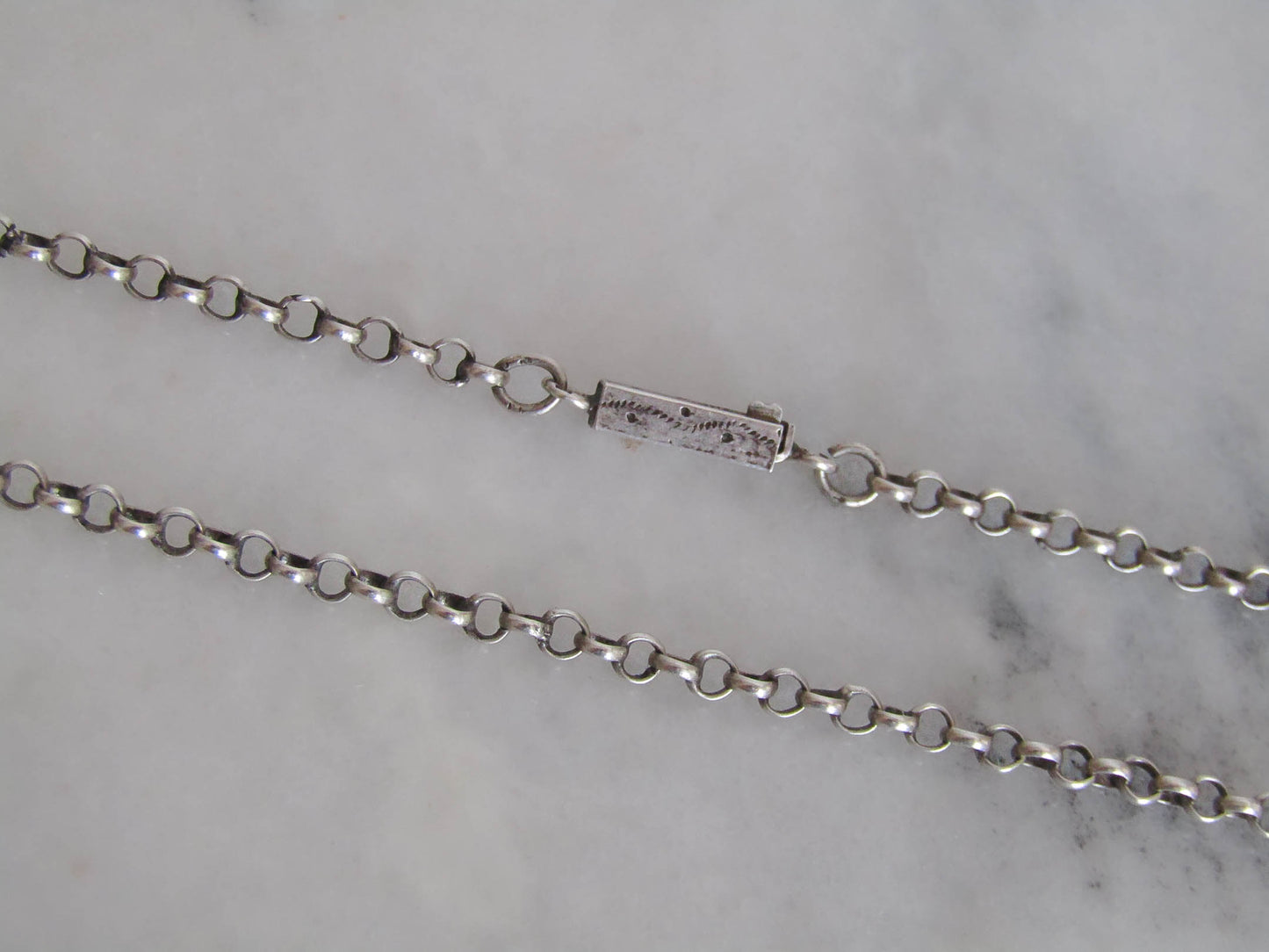 Antique Silver Belcher Chain with Box Clasp c. 1900