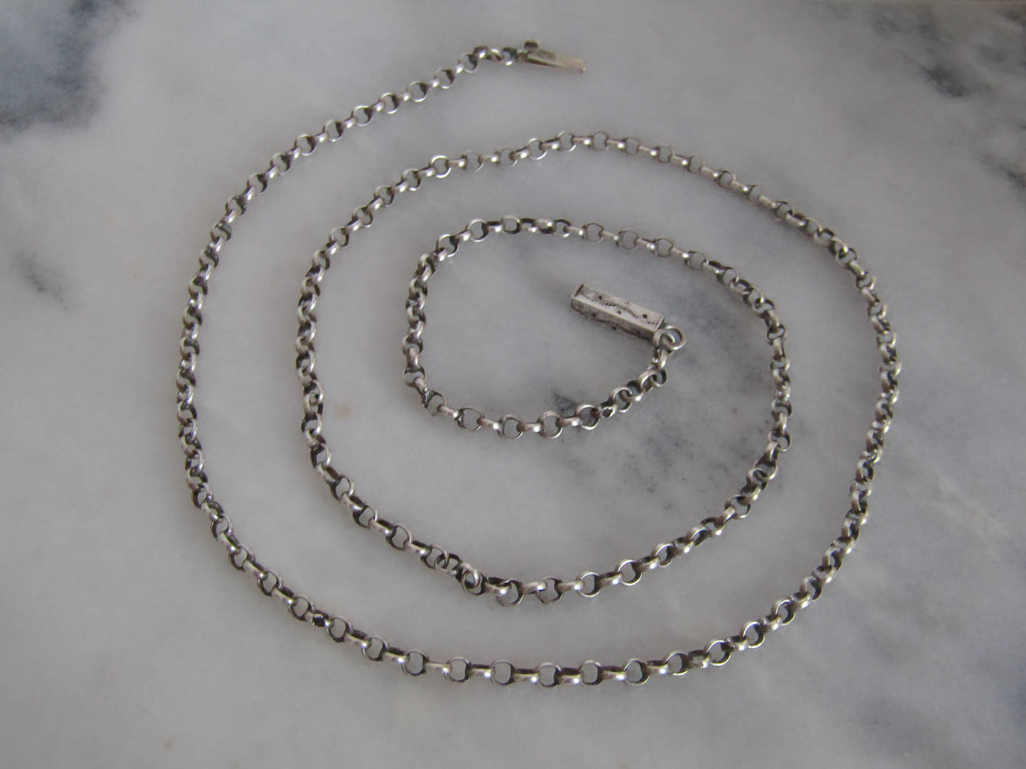 Antique Silver Belcher Chain with Box Clasp c. 1900