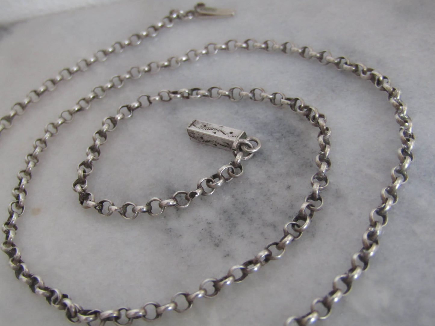 Antique Silver Belcher Chain with Box Clasp c. 1900