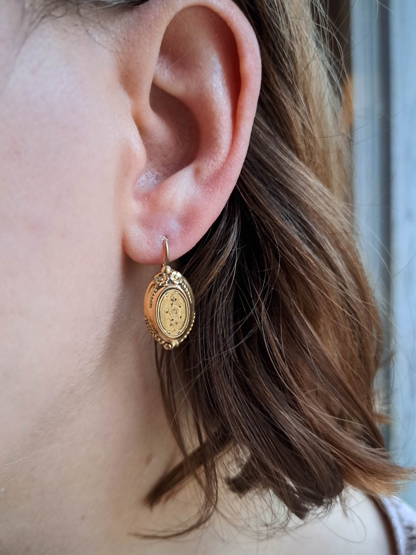 Antique Gold Filled Earrings, French Brisseur Earrings c. 1900