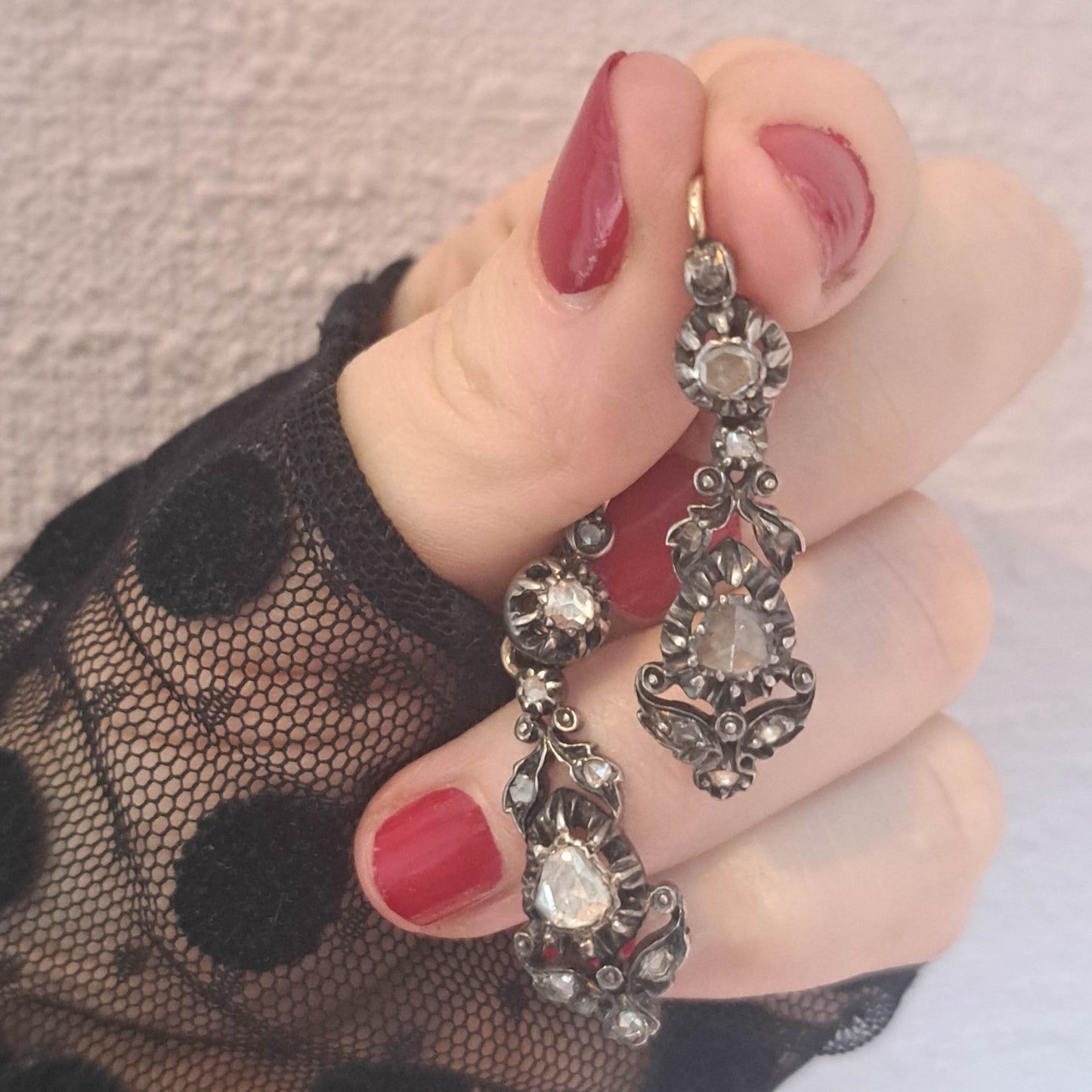 Antique French Regional Day and Night Drop Dangle Earrings