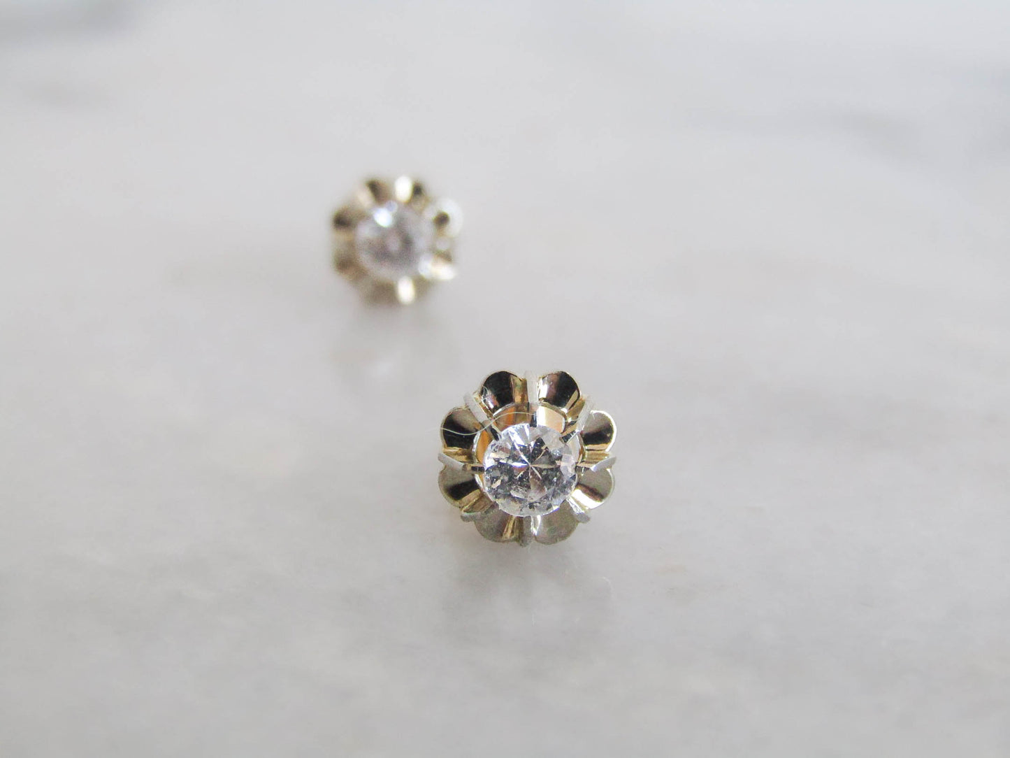 18K Art Deco White Spinel Post Earrings c. 1930