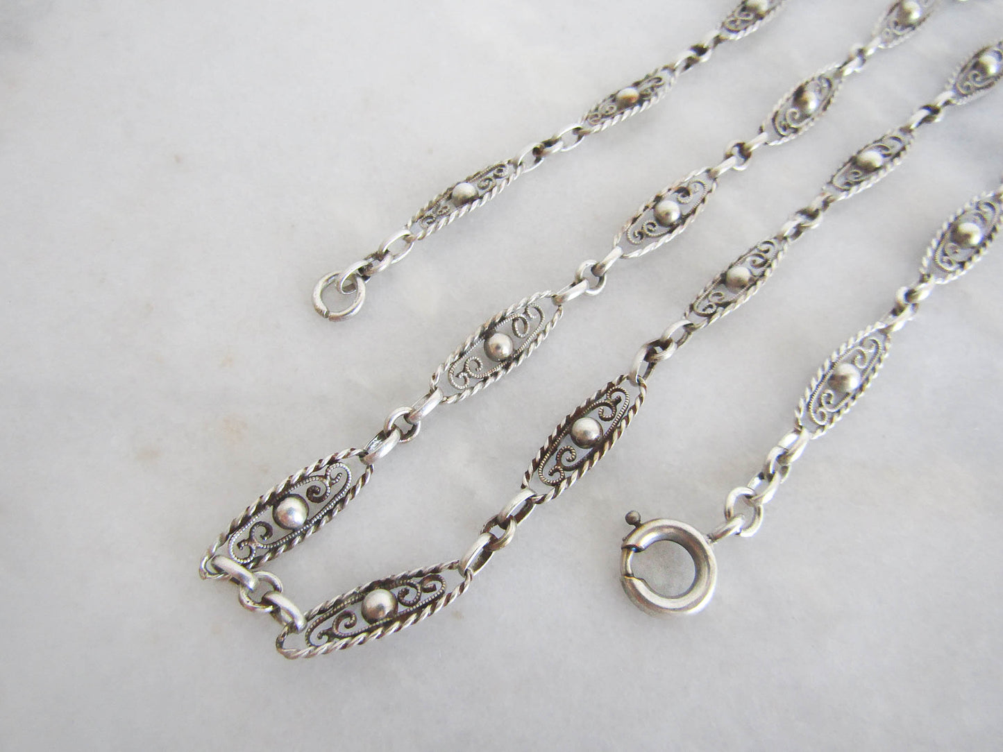 Antique Victorian Belle Epoque Silver Chain Necklace