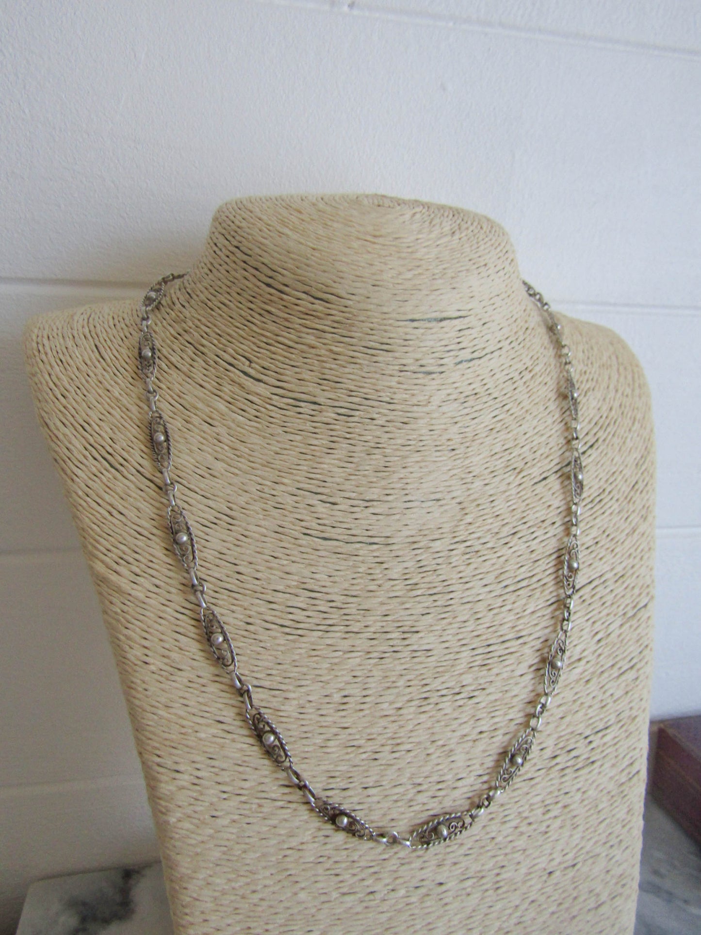 Antique Victorian Belle Epoque Silver Chain Necklace