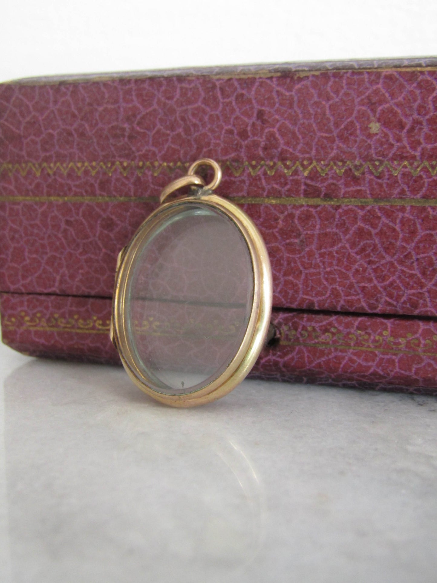 Antique French Gold Filled Shaker Locket, Victorian Glass Sentimental Locket