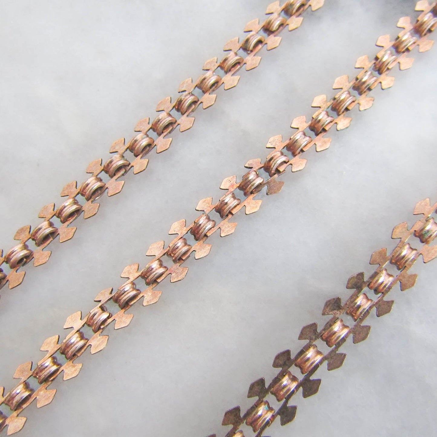 Rose Gold Filled Book Chain Necklace with Box Clasp c. 1880