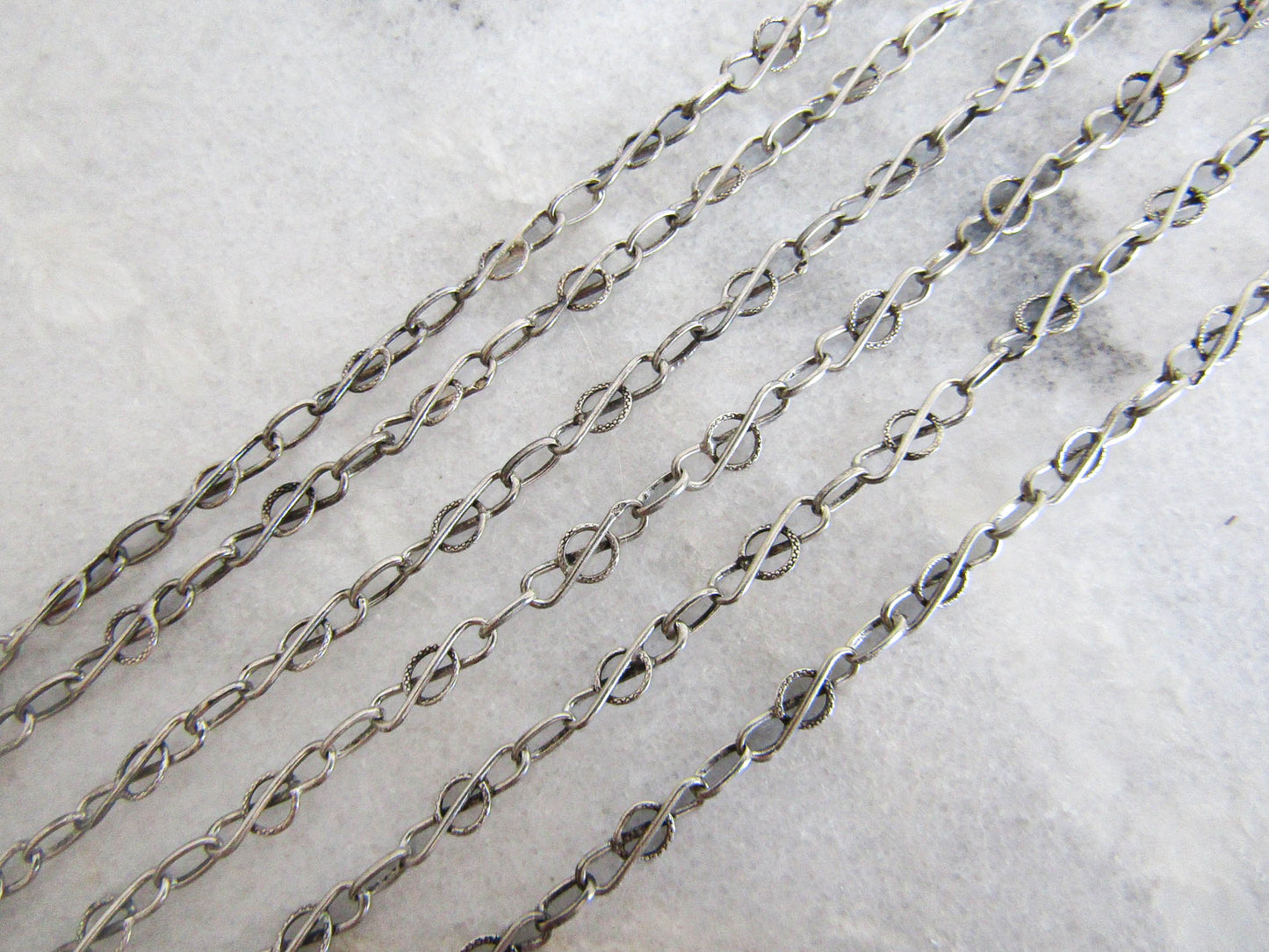 56" Silver Art Nouveau Long Guard Chain with Hanging Bolt Ring