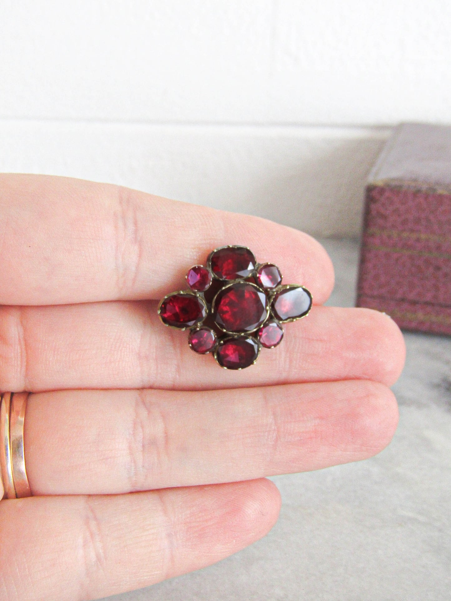 Georgian Flat Cut Garnet Foiled Brooch c. 1820