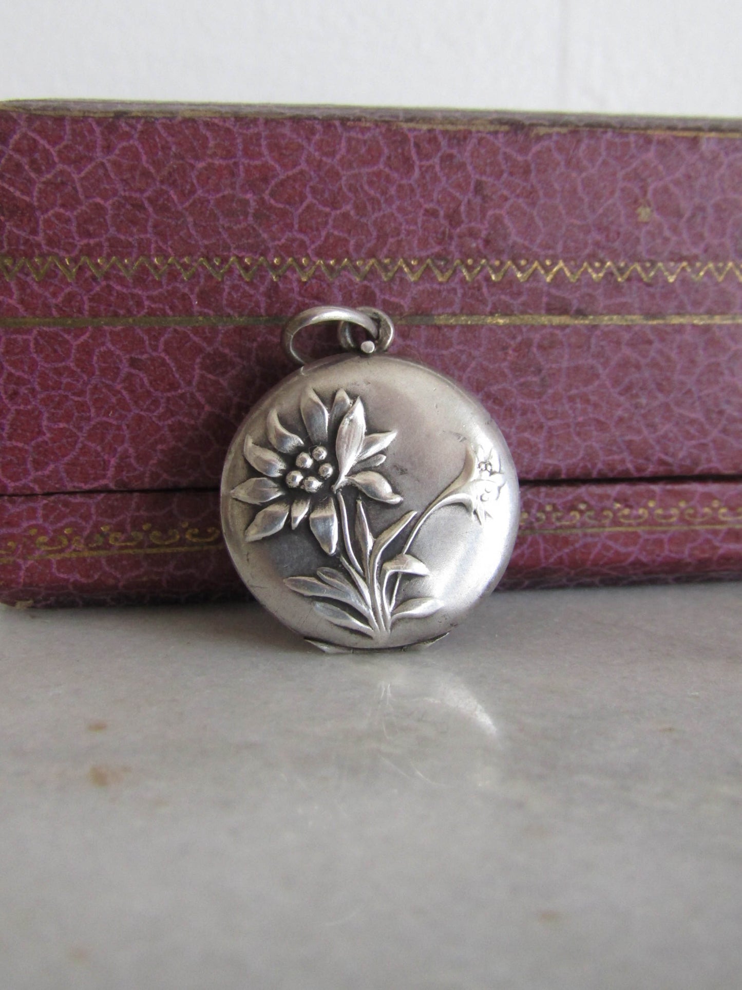 Antique Silver Art Nouveau Edelweiss Locket c. 1900