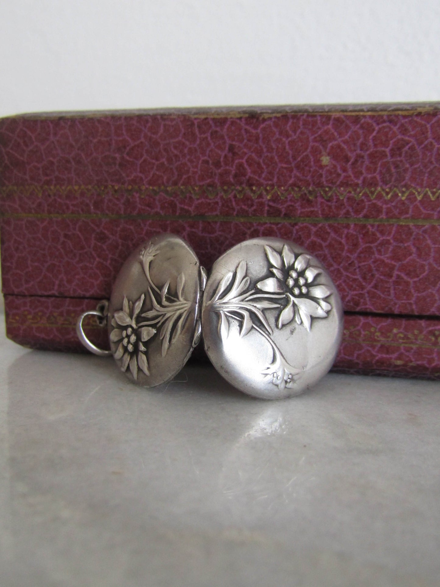 Antique Silver Art Nouveau Edelweiss Locket c. 1900