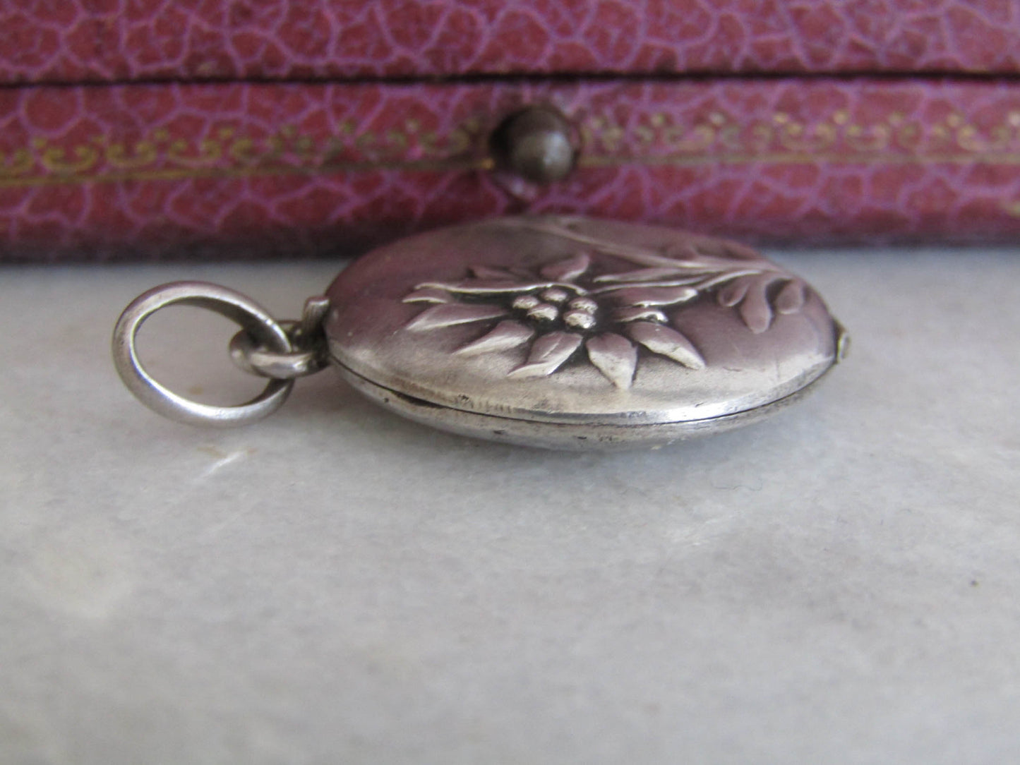 Antique Silver Art Nouveau Edelweiss Locket c. 1900