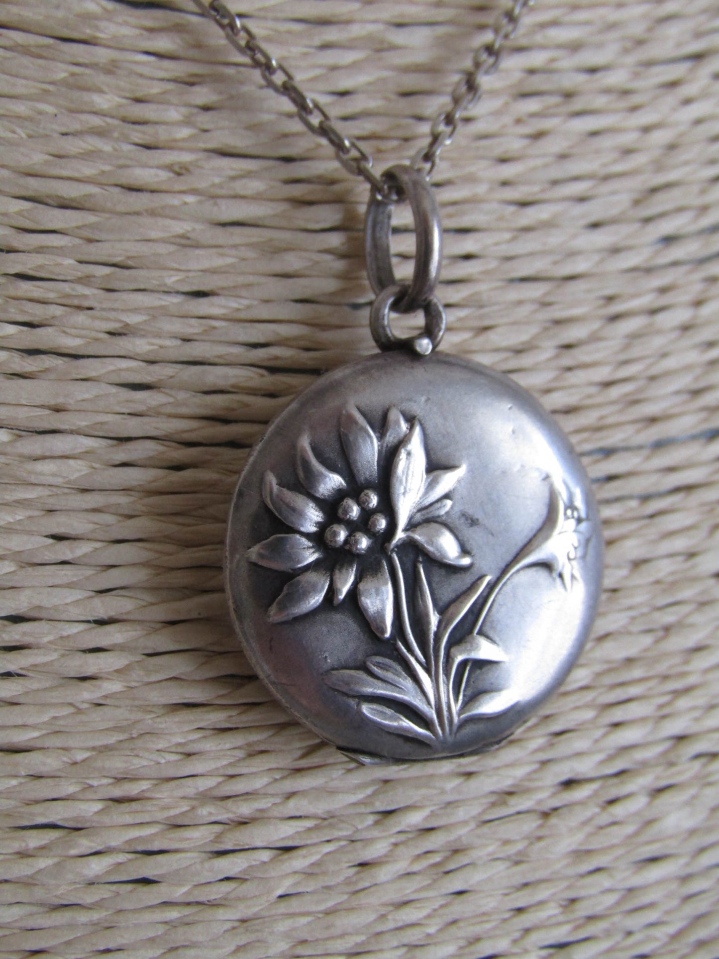 Antique Silver Art Nouveau Edelweiss Locket c. 1900