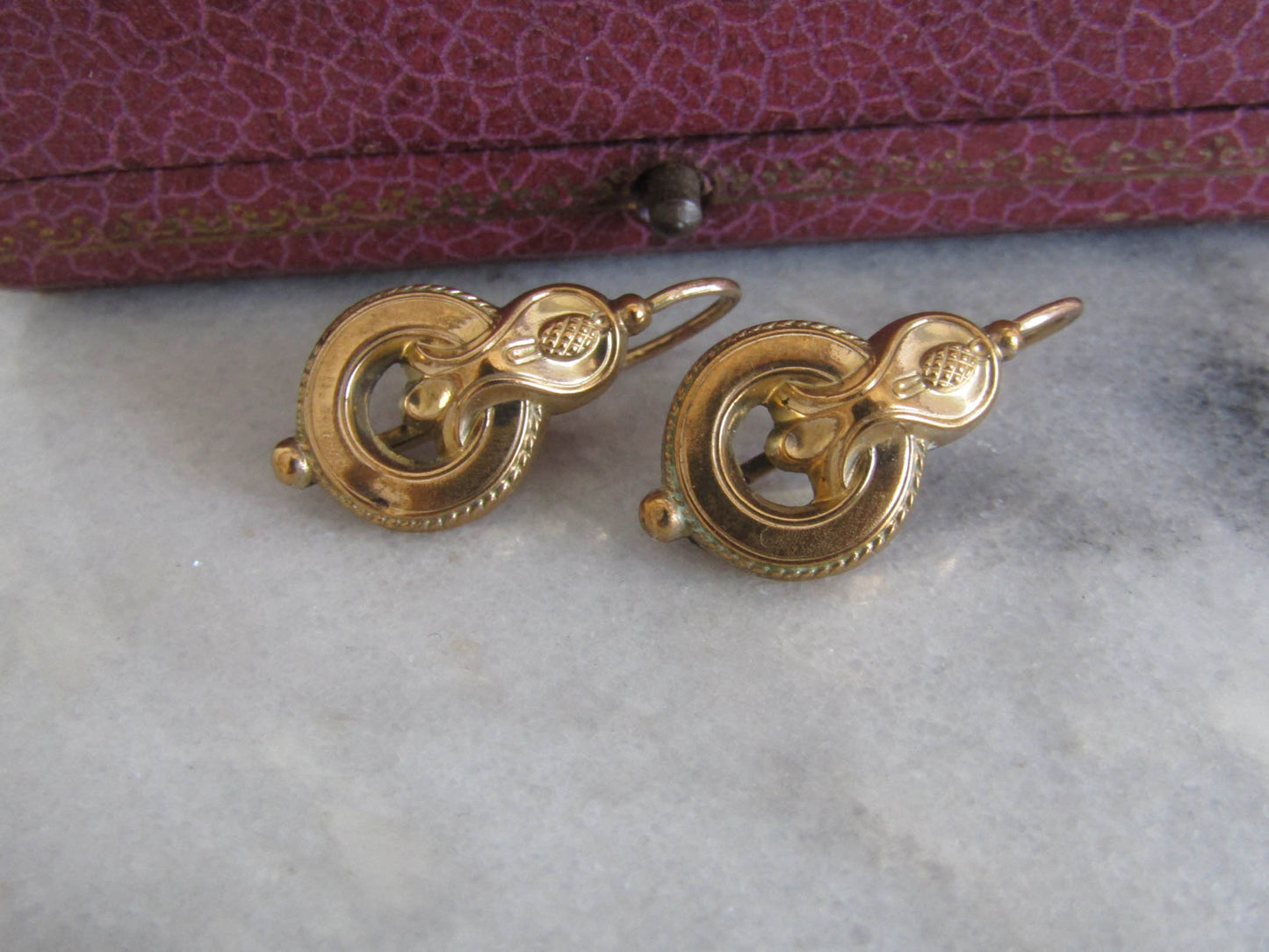 Victorian Gold Filled Sleeper Earrings c. 1870