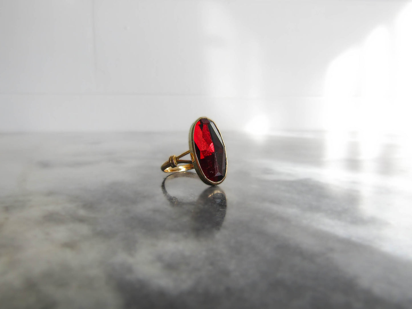 18K Gold Vintage Rose Cut Perpignan Garnet Ring