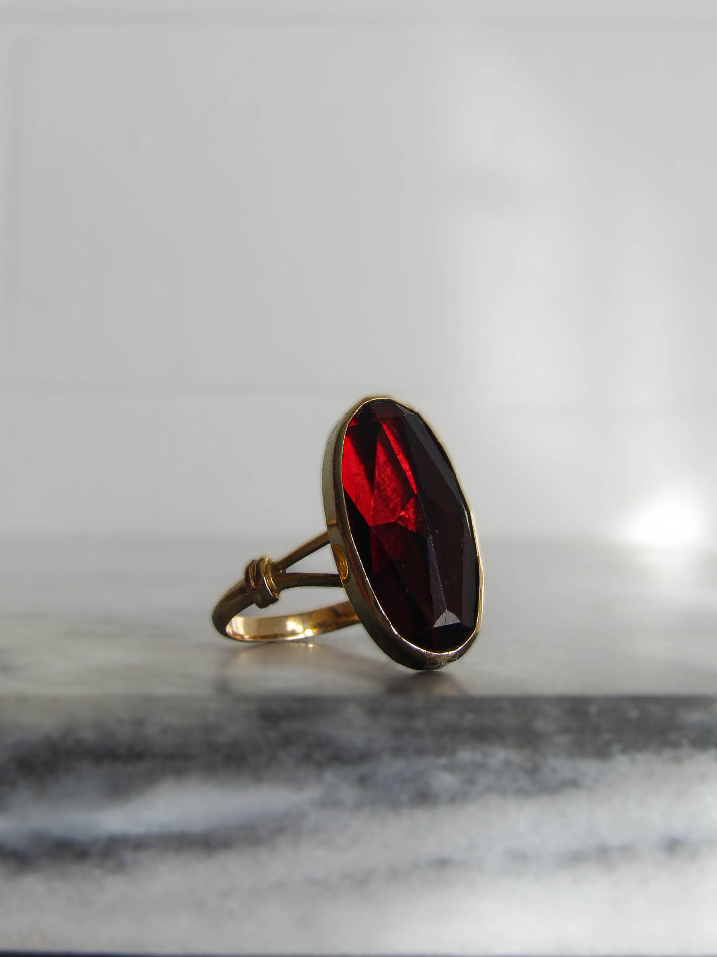 18K Gold Vintage Rose Cut Perpignan Garnet Ring