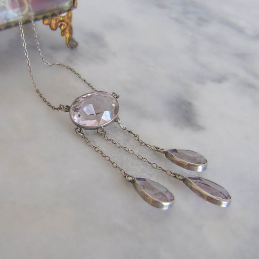 Art Nouveau Silver and Amethyst Lavaliere necklace