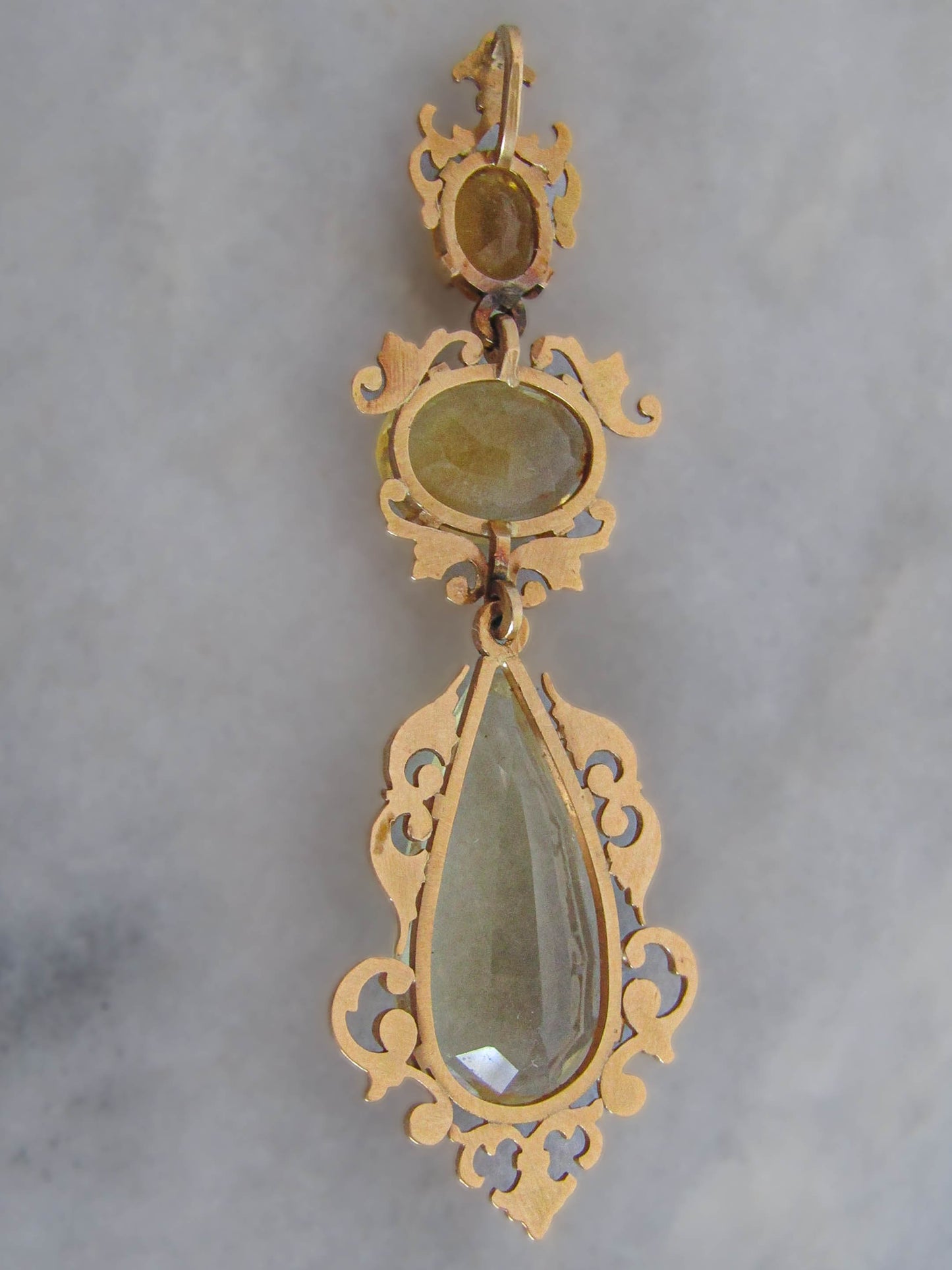 18K Gold Antique Art Nouveau Citrine Pendant, Belle Epoque Pendant